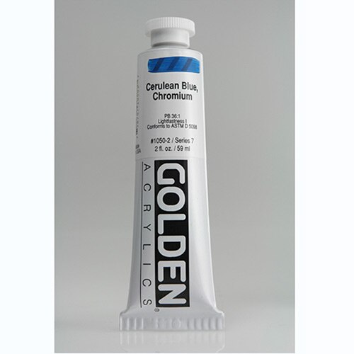 Golden, Heavy Body, Acrylic, Paint, 2oz, Cerulean Blue Chromium